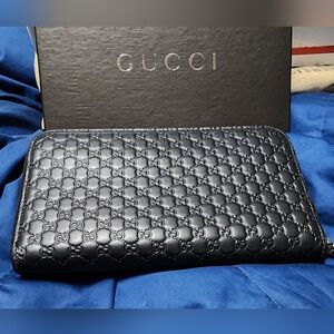 GUCCI MICROGUCCISIMA LEATHER ZIP AROUND WALLET